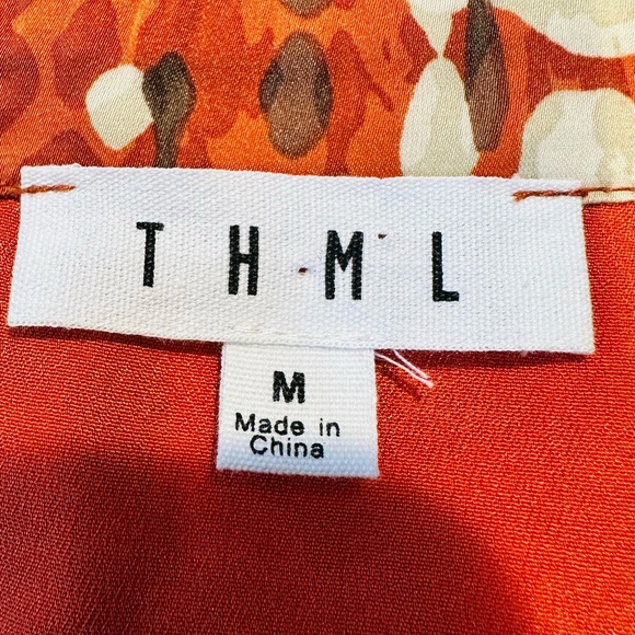 THML Cinnamon Craze Rust Puff Sleeve Mini Tiered Dress Size Medium - Picture 11 of 12